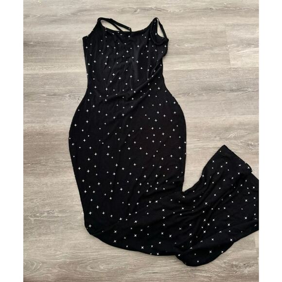 SKIMS Soft Lounge Long Slip Dress Onyx Sparkle Print - S - Picture 6 of 6